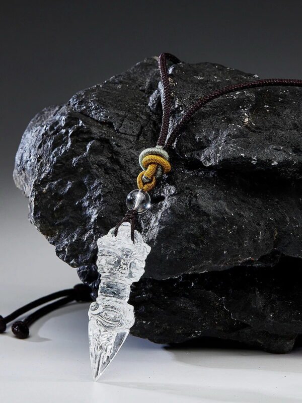222_8a1cd800-92e7-4223-be6f-589c257414ab.webp Protective Clarity Tibetan Quartz Crystal Vajra Pendant