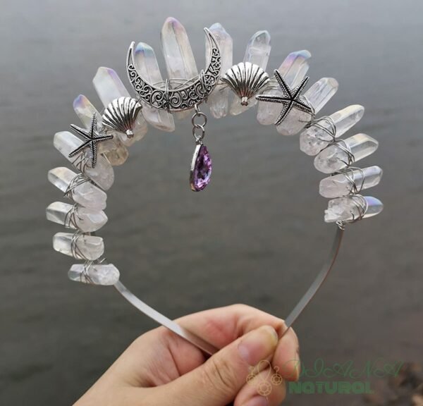 Crystal Multicolored White Starfish Moon Crystal Pendant