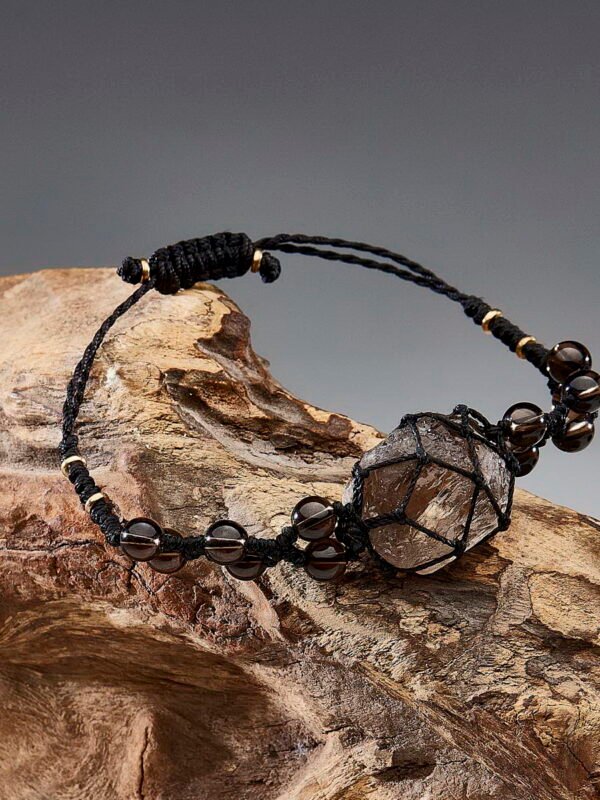 【THE FORCE ENERGY SMOKY QUARTZ BRACELET Healing Breath of Life Clear Quartz Sterling Silver Pendants